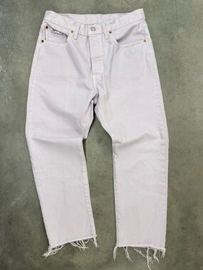 Levi’s 501 Lavender Cropped Straight Jeans W30 L26 Raw Hem